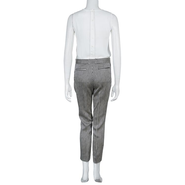Pre Owned Celine Monochrome Striped Trousers S