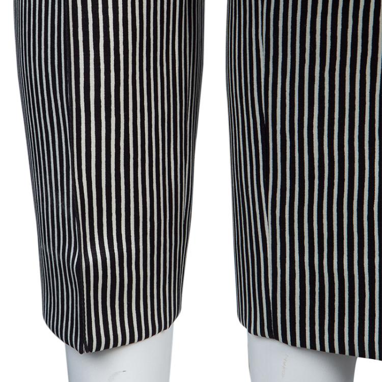 Pre Owned Celine Monochrome Striped Trousers S