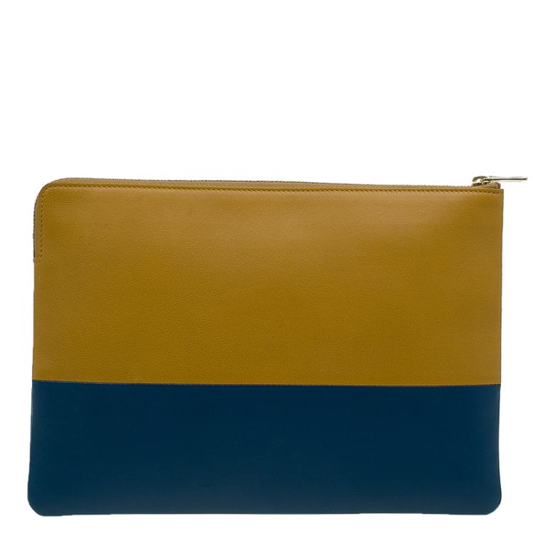 Pre Owned Celine Bi Color Leather Solo Clutch