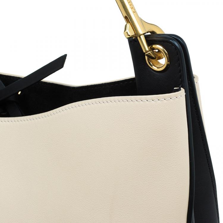 Pre Owned Celine Beige/Black Smooth Calfskin Leather Medium Seashell Hobo