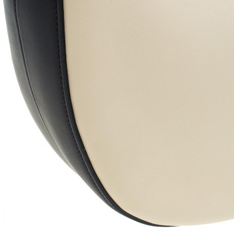 Pre Owned Celine Beige/Black Smooth Calfskin Leather Medium Seashell Hobo