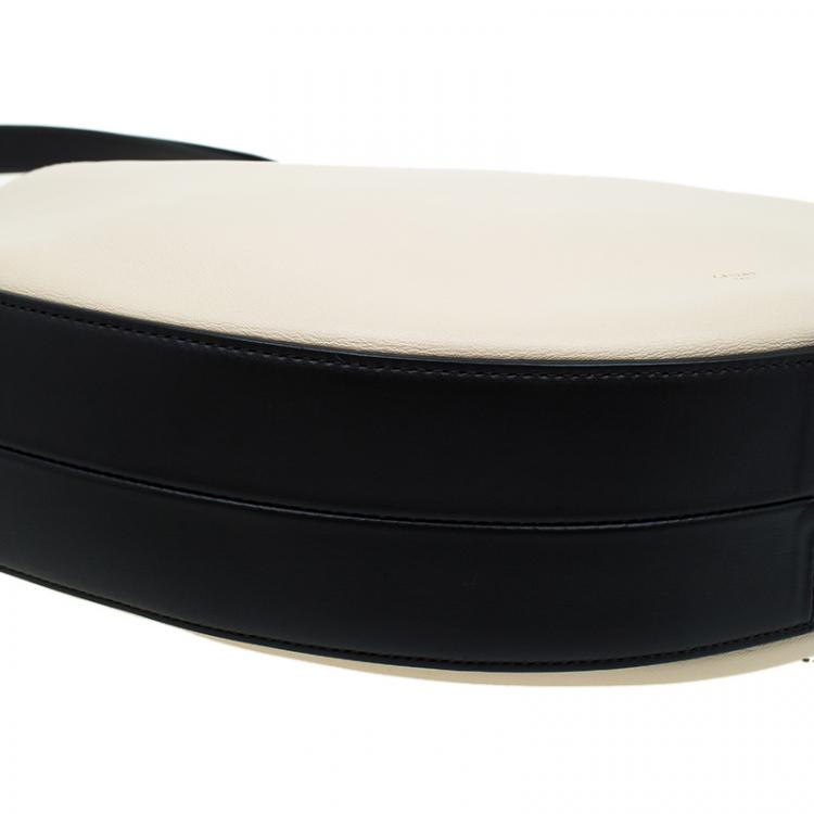 Pre Owned Celine Beige/Black Smooth Calfskin Leather Medium Seashell Hobo