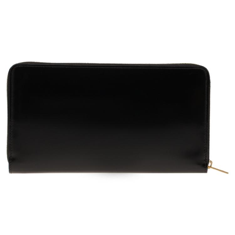Pre Owned Celine Black Patent Continental Zip Around Wallet