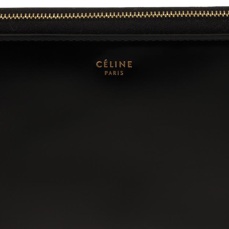 Pre Owned Celine Black Patent Continental Zip Around Wallet