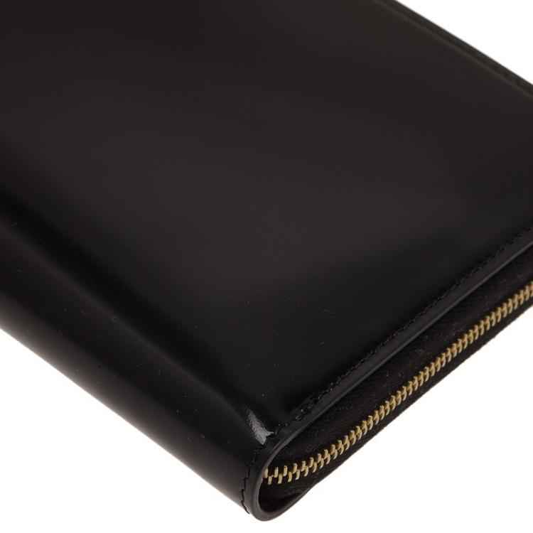 Pre Owned Celine Black Patent Continental Zip Around Wallet