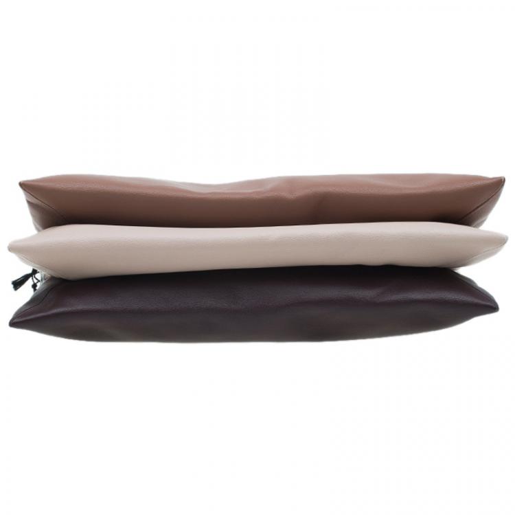 Pre Owned Celine Tri Color Soft Leather Trio Zip Chain Clutch