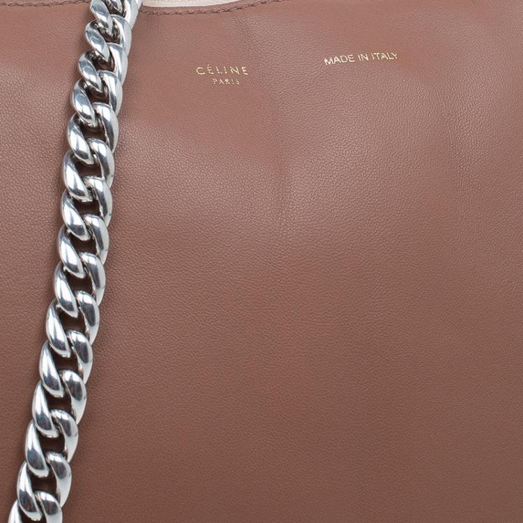 Pre Owned Celine Tri Color Soft Leather Trio Zip Chain Clutch