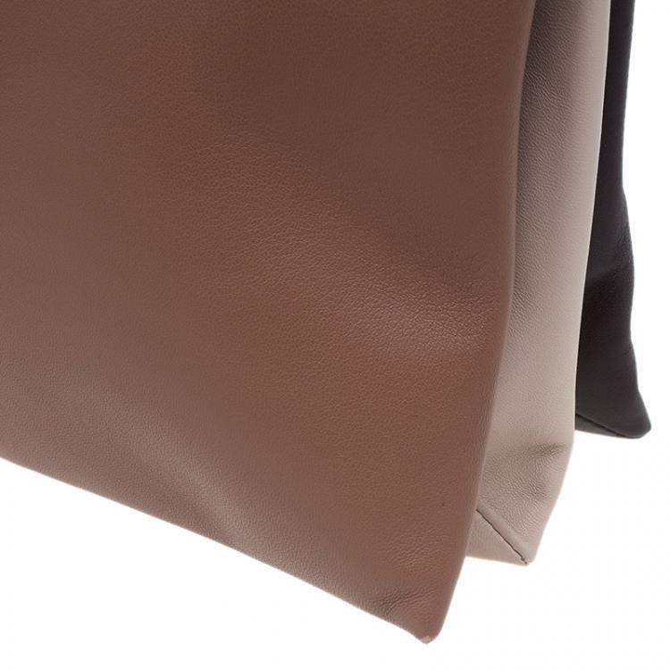 Pre Owned Celine Tri Color Soft Leather Trio Zip Chain Clutch