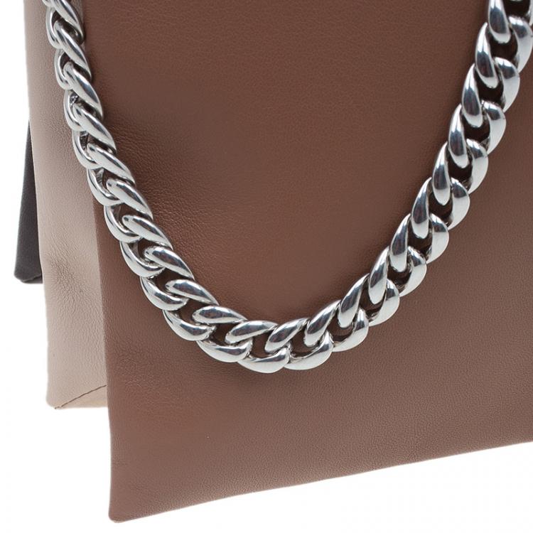 Pre Owned Celine Tri Color Soft Leather Trio Zip Chain Clutch