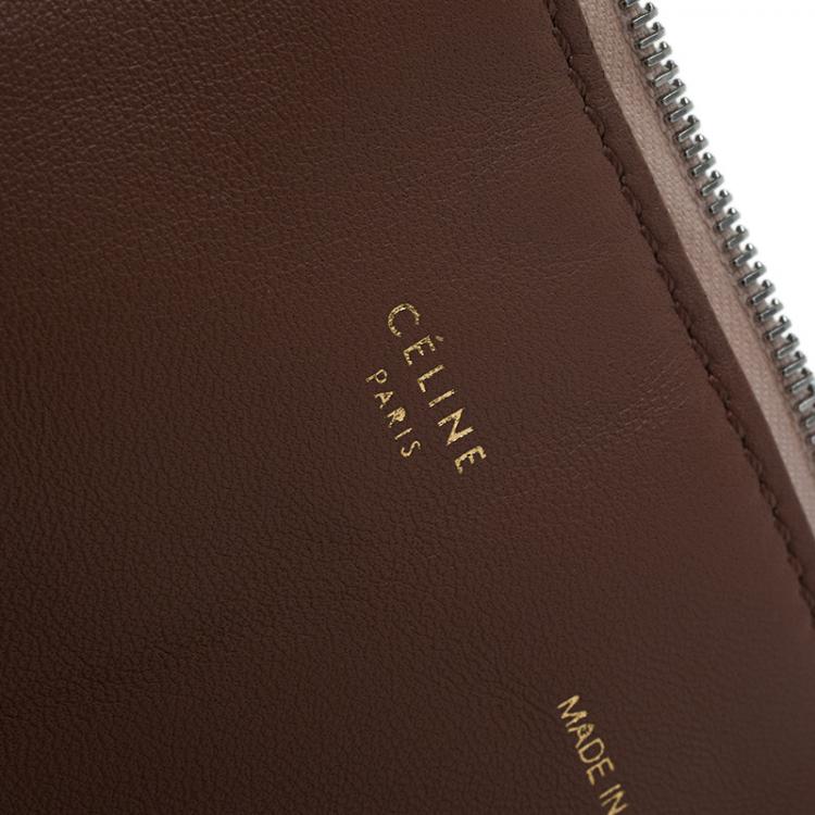 Pre Owned Celine Tri Color Soft Leather Trio Zip Chain Clutch