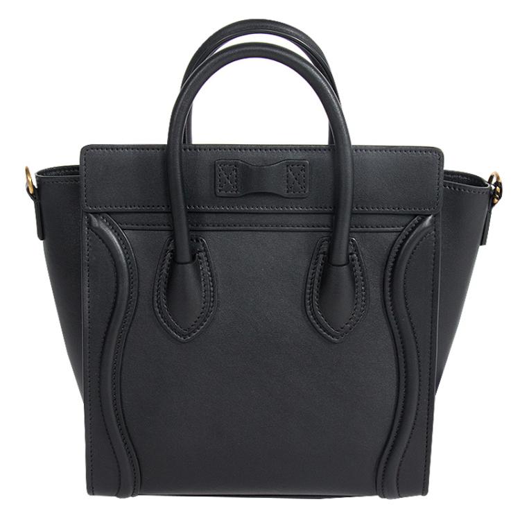 Pre Owned Celine Black Leather Nano Luggage Tote
