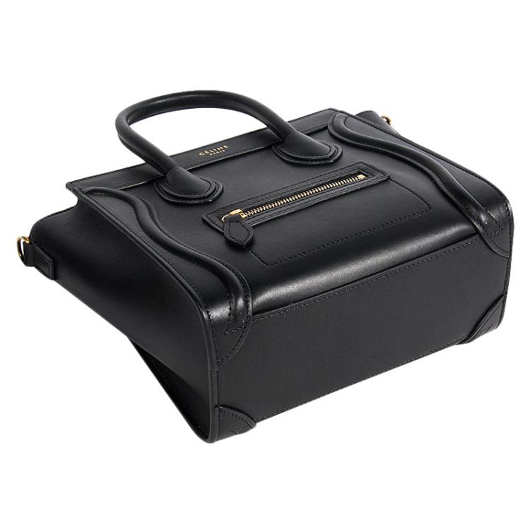 Pre Owned Celine Black Leather Nano Luggage Tote