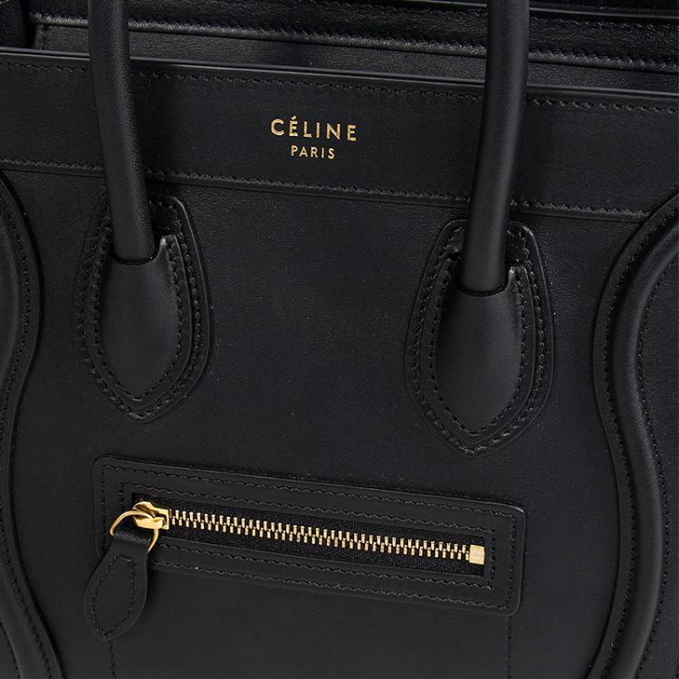Pre Owned Celine Black Leather Nano Luggage Tote