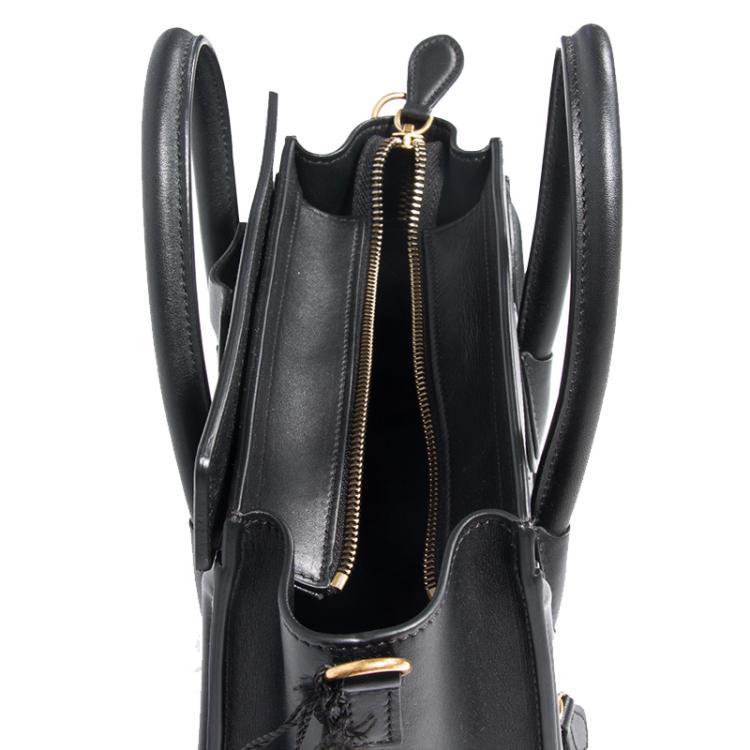 Pre Owned Celine Black Leather Nano Luggage Tote