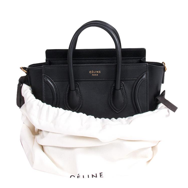 Pre Owned Celine Black Leather Nano Luggage Tote
