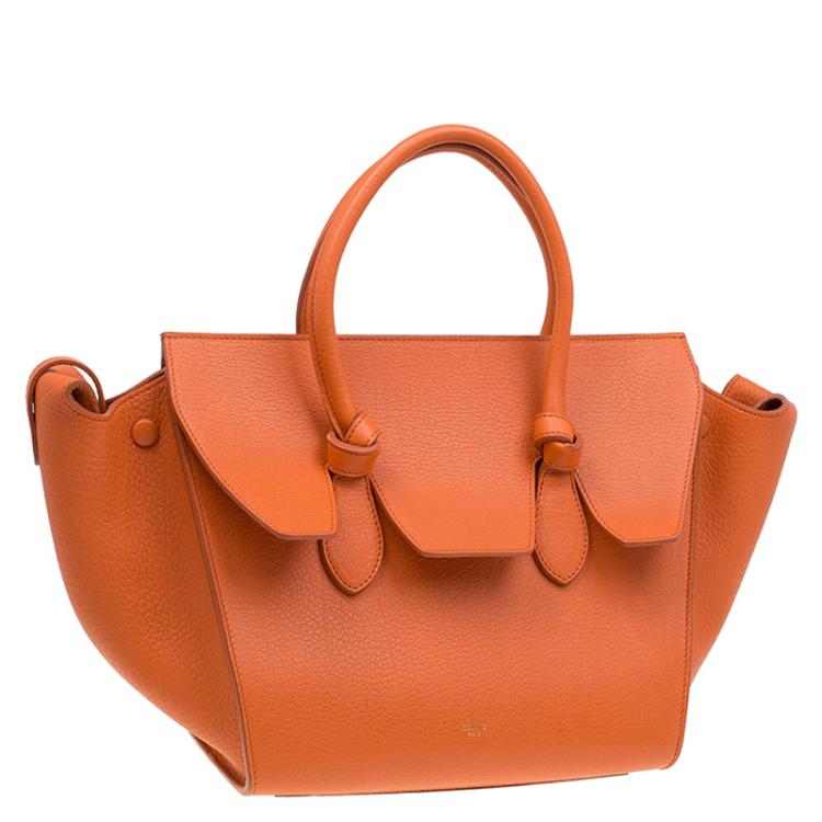 Pre Owned Celine Burnt Orange Leather Mini Tie Tote