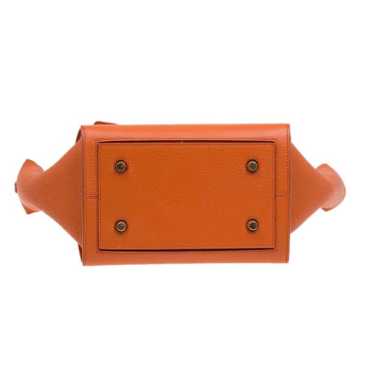 Pre Owned Celine Burnt Orange Leather Mini Tie Tote