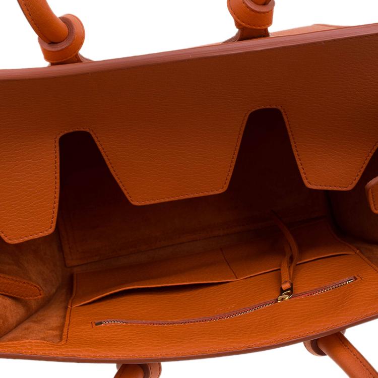 Pre Owned Celine Burnt Orange Leather Mini Tie Tote
