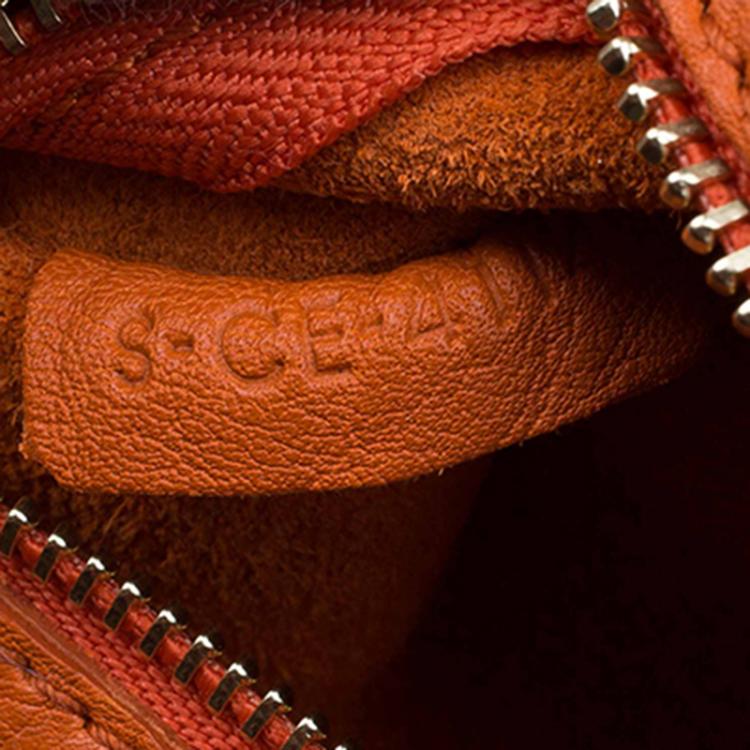 Pre Owned Celine Burnt Orange Leather Mini Tie Tote