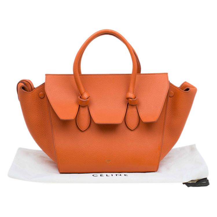 Pre Owned Celine Burnt Orange Leather Mini Tie Tote