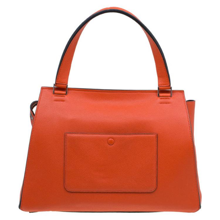 Pre Owned Céline Poppy Red Coquelicot Leather Medium Edge Bag