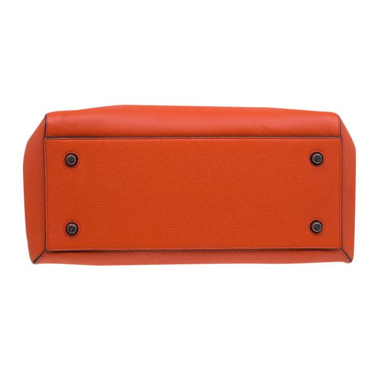 Pre Owned Céline Poppy Red Coquelicot Leather Medium Edge Bag