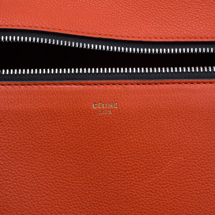 Pre Owned Céline Poppy Red Coquelicot Leather Medium Edge Bag