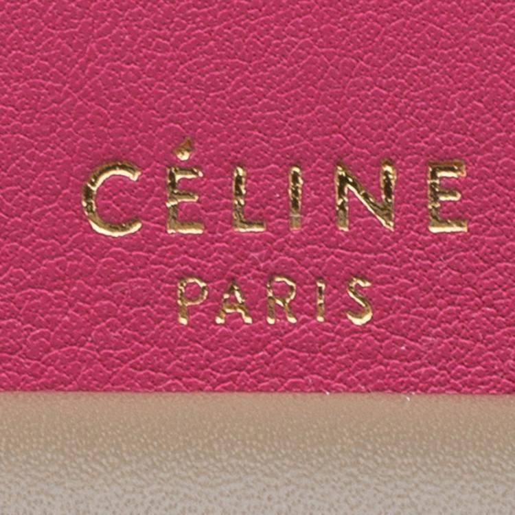 Pre Owned Celine Tri Color Leather Medium Pocket Chain Clutch