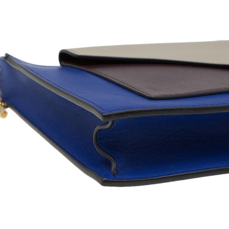 Pre Owned Celine Tri Color Leather Medium Pocket Chain Clutch