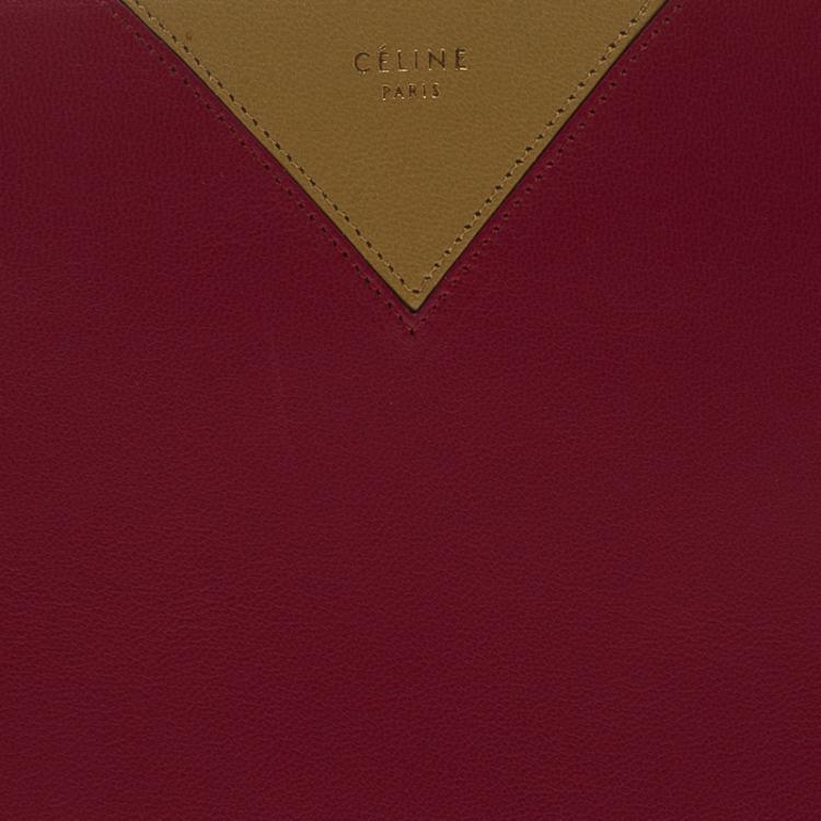 Pre Owned Celine Red/Brown Leather Large Coeur Clutch