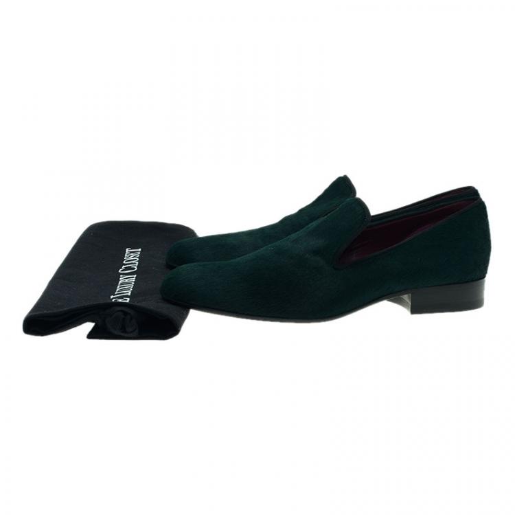 Pre Owned Celine Green Pony Hair Smoking Slippers Size 38