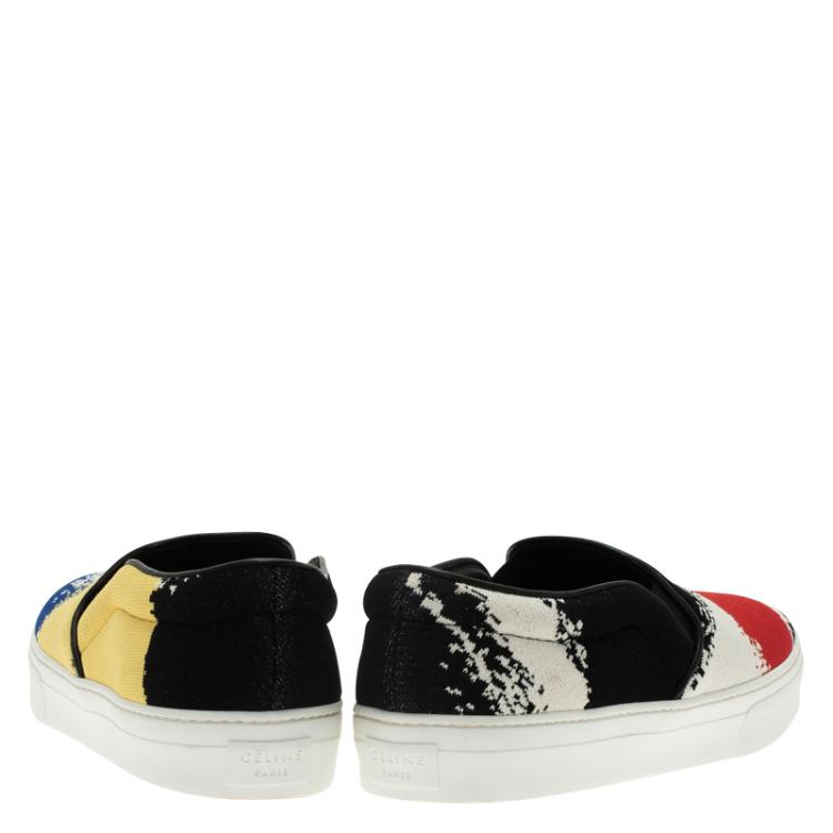 Pre Owned Celine Multicolor Canvas Skate Slip On Sneakers Size 40