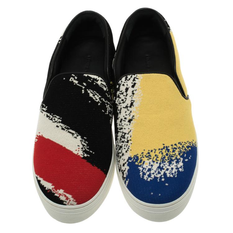 Pre Owned Celine Multicolor Canvas Skate Slip On Sneakers Size 40