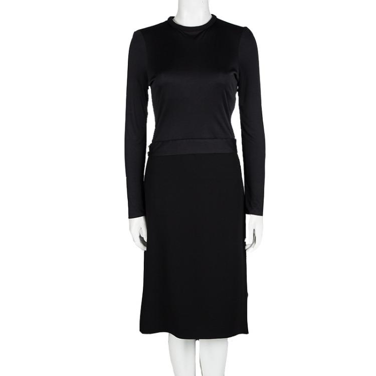 Pre Owned Celine Black Slit Back Detail Long Sleeve Dress L