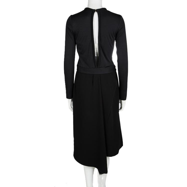 Pre Owned Celine Black Slit Back Detail Long Sleeve Dress L
