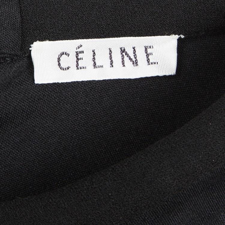Pre Owned Celine Black Slit Back Detail Long Sleeve Dress L