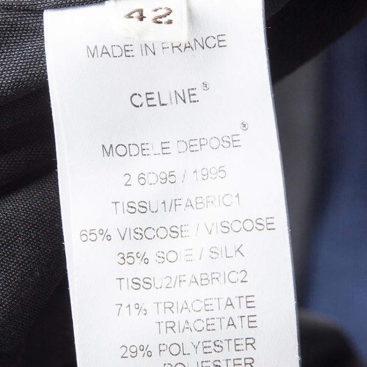 Pre Owned Celine Black Slit Back Detail Long Sleeve Dress L