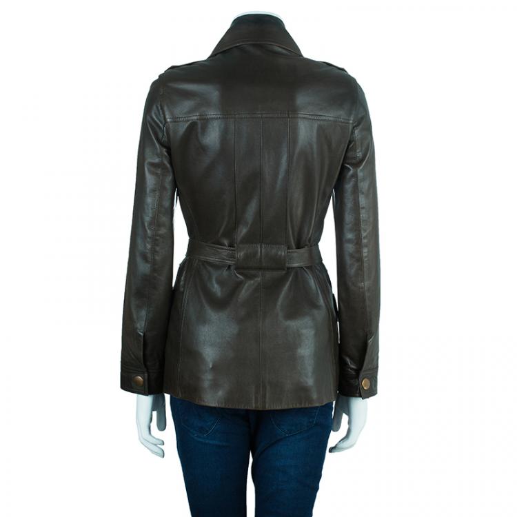 Pre Owned Celine Brown Leather Riding Jacket S