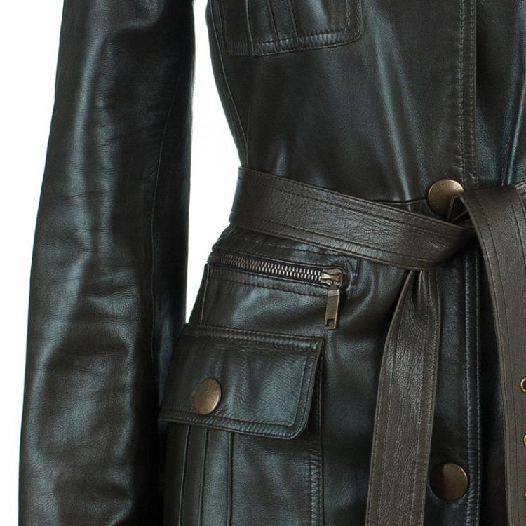 Pre Owned Celine Brown Leather Riding Jacket S