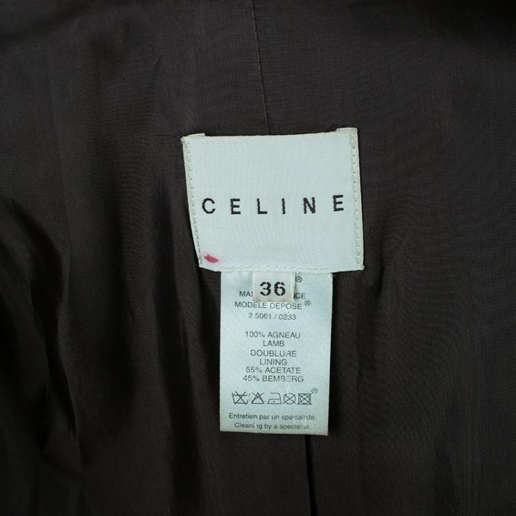 Pre Owned Celine Brown Leather Riding Jacket S