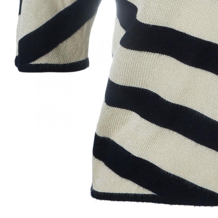 Pre Owned Celine Monochrome Knit Stripe Top L