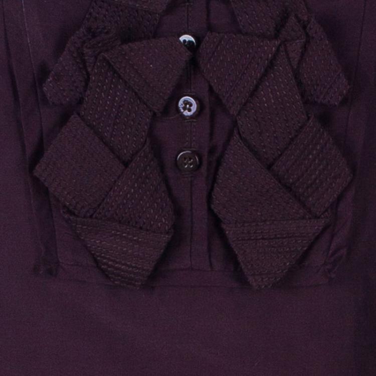 Pre Owned Celine Burgundy Short Sleeve Top S