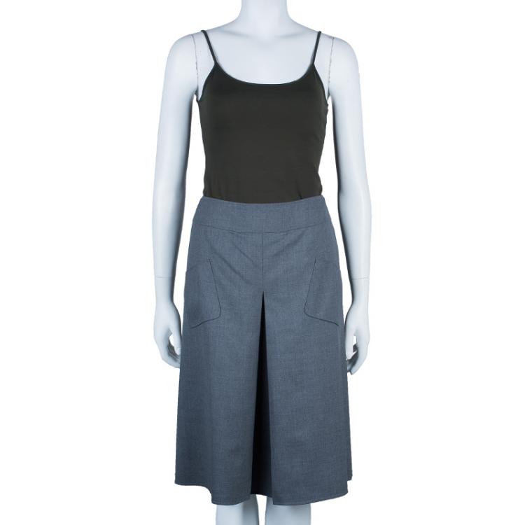 Pre Owned Celine Gray Box Pleat Skirt S