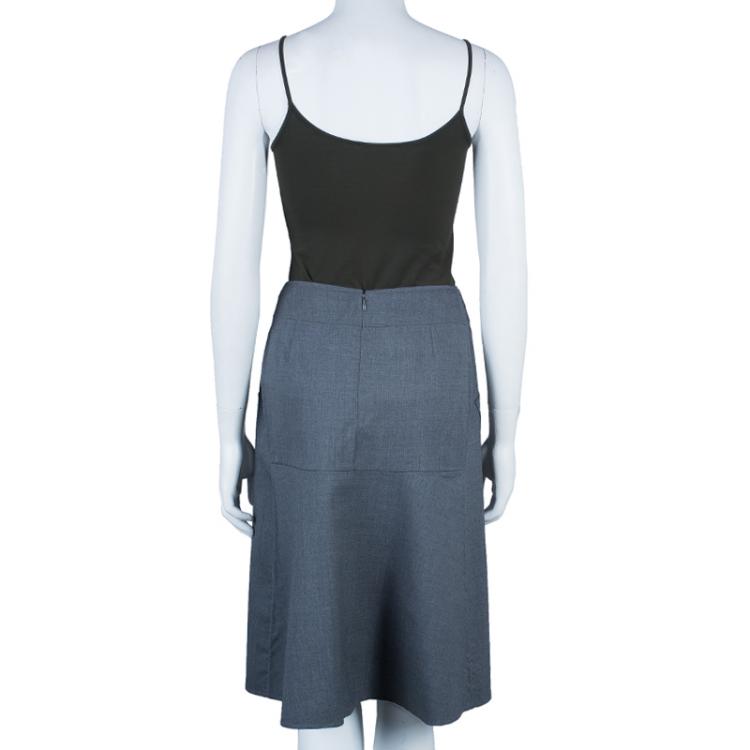 Pre Owned Celine Gray Box Pleat Skirt S