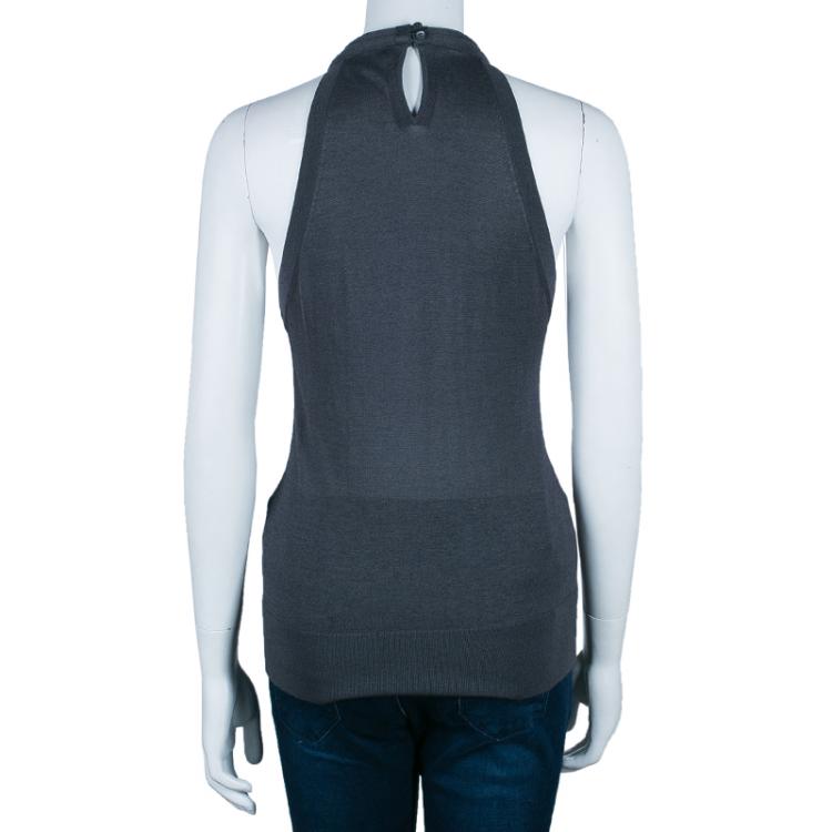 Pre Owned Celine Grey Necklace Knit Top M