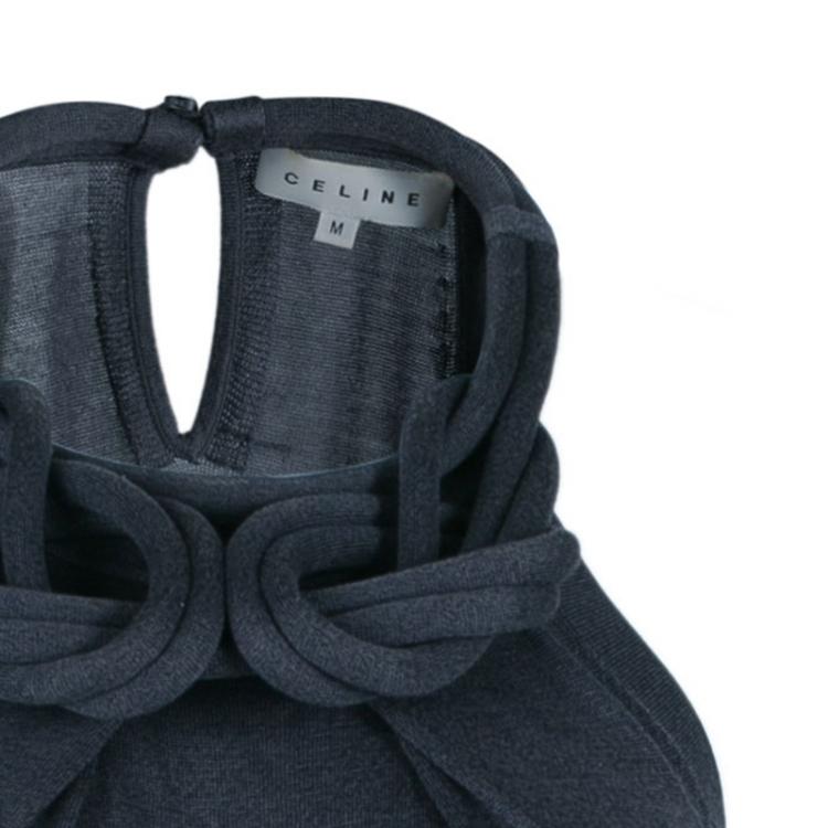 Pre Owned Celine Grey Necklace Knit Top M