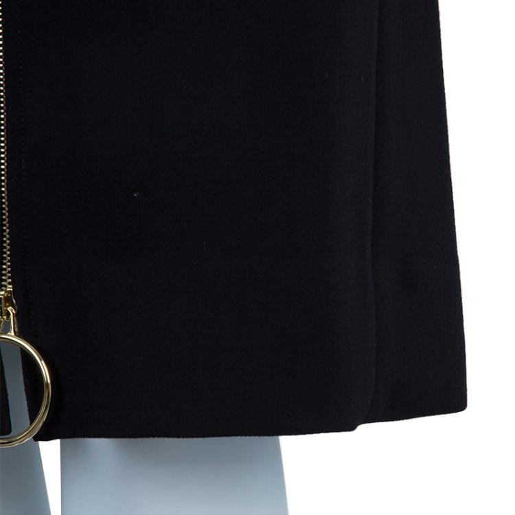 Pre Owned Celine Black Zip Detail A-Line Wool Skirt M