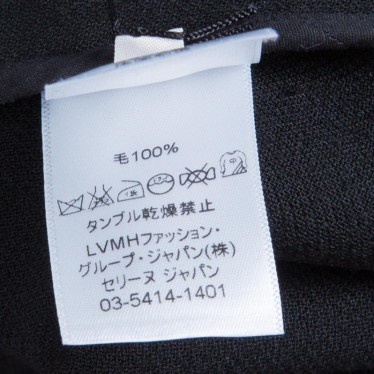 Pre Owned Celine Black Zip Detail A-Line Wool Skirt M