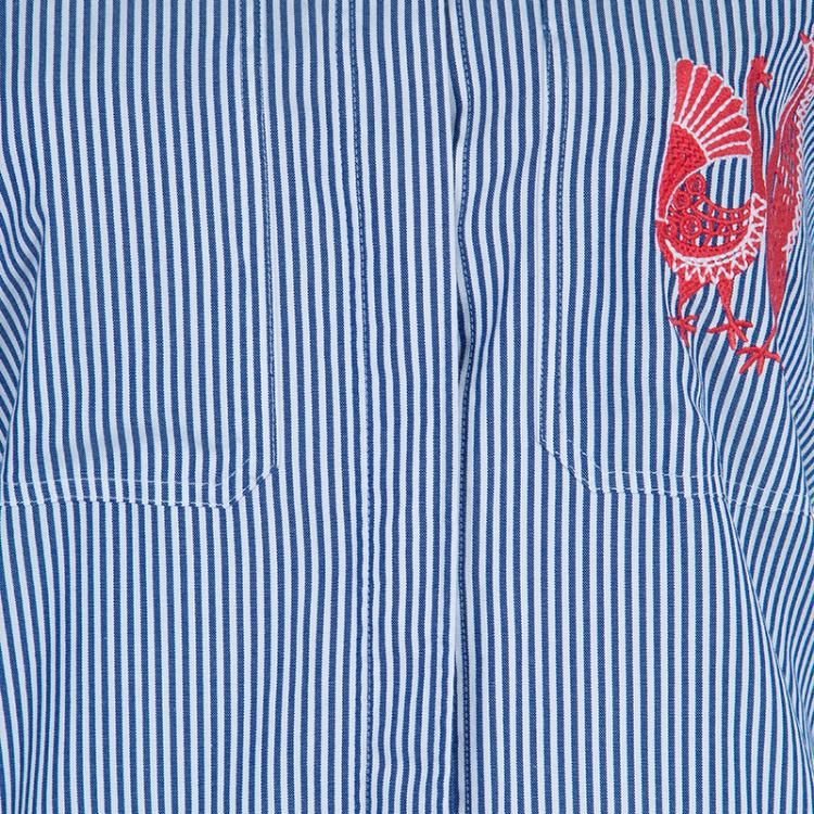 Pre Owned Celine Blue Striped Cotton Maxi Shirt Dress S