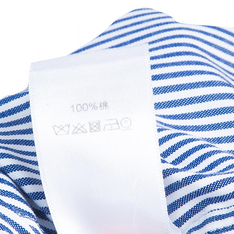 Pre Owned Celine Blue Striped Cotton Maxi Shirt Dress S
